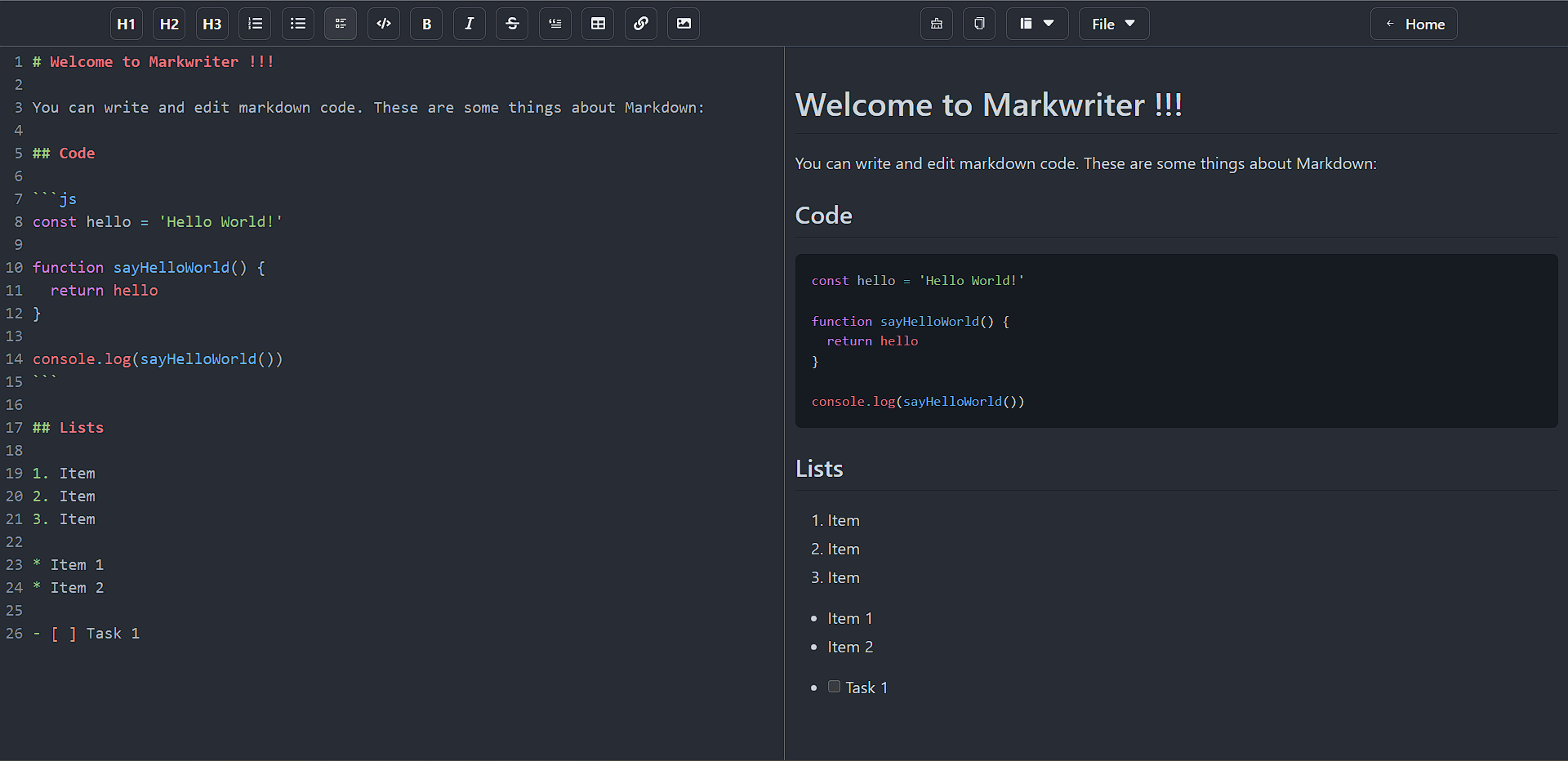 MarkWriter Editor